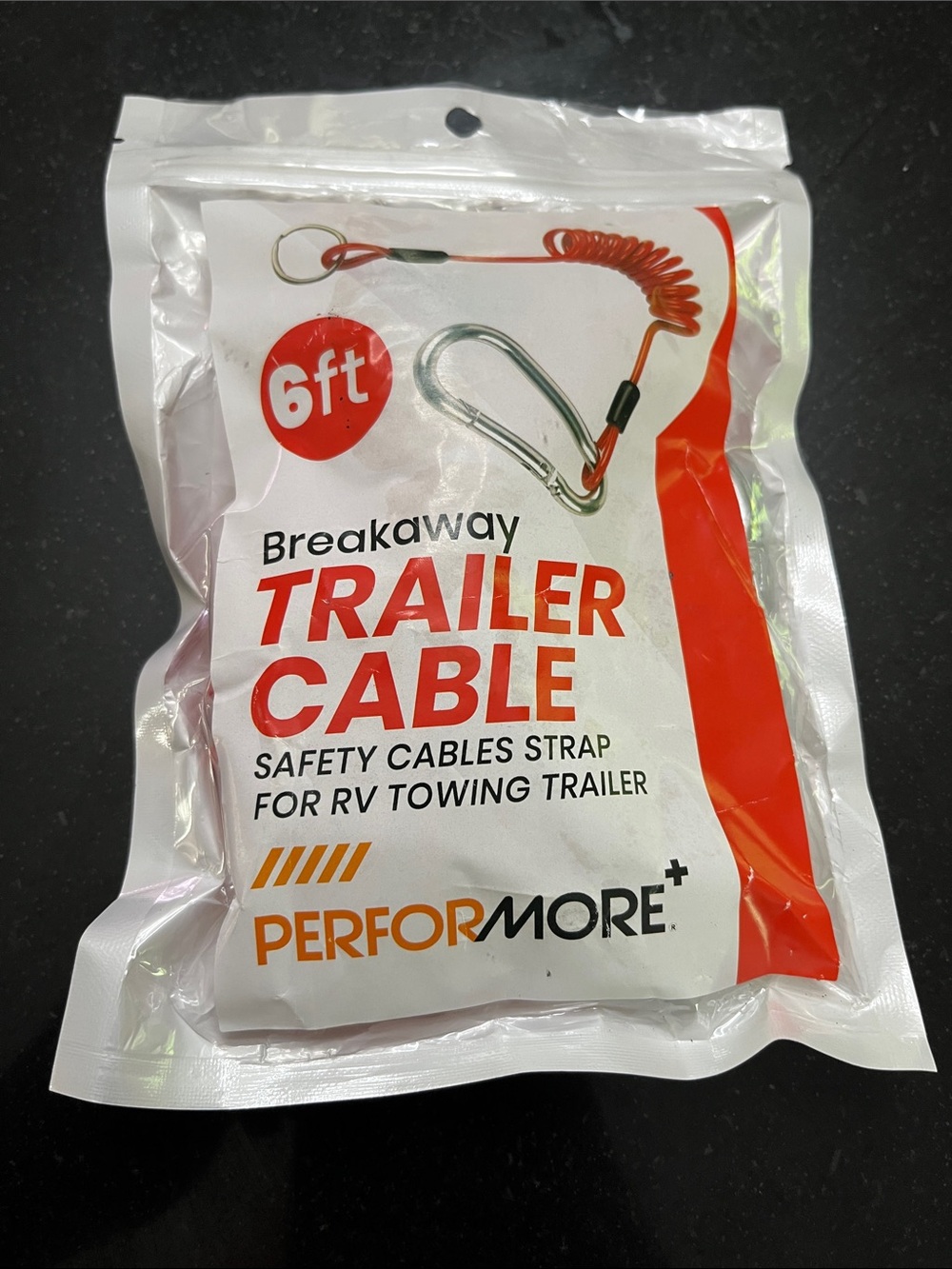 Performore Breakaway Trailer Cable - Orange - 6ft Safety Cable for RV Towing